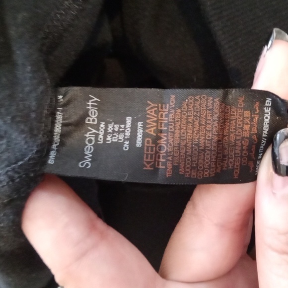 Sweaty Betty London Made In Itally Black Fleece Jogger Elastic Waistband 14 - Picture 6 of 11